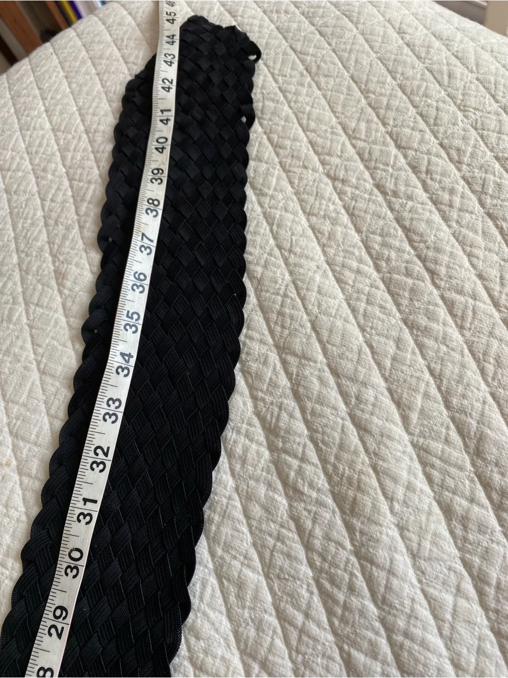 Black Woven Braided Elastic Wide Belt Stretchy Festival Boho Y2K Retro L/XL